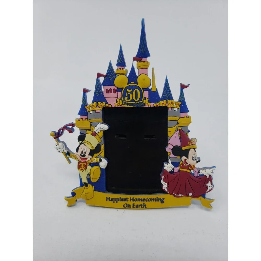 Disneyland 50th Photo Picture Frame Rubber Micky Minnie Mouse Homecoming Disney